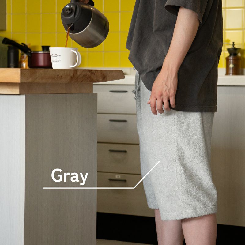 タオルパンツ　今治産　パイルショーツ　カラー　グレー