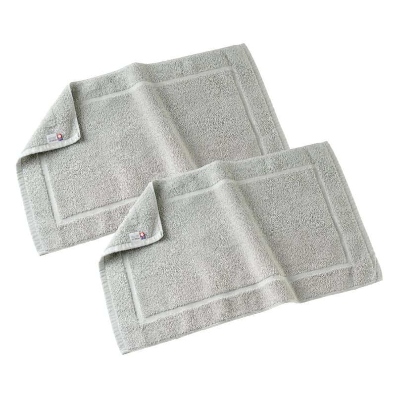 今治 バスマット 2枚セット 乾燥機対応 洗濯 タオル地 グレー