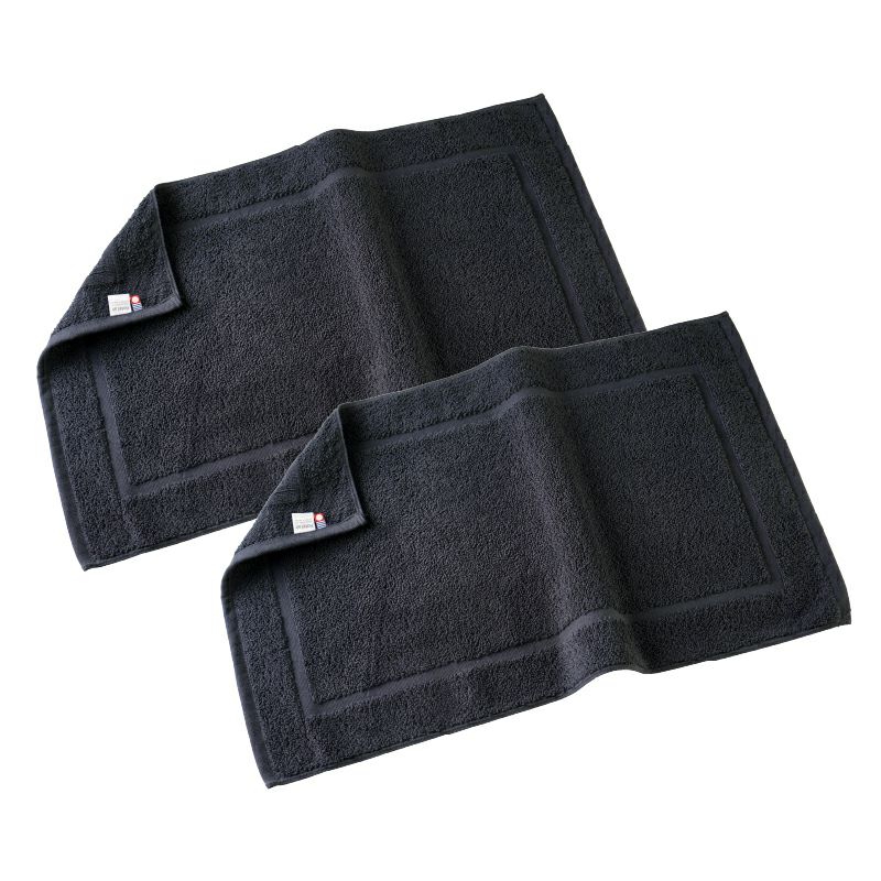 今治 バスマット 2枚セット 乾燥機対応 洗濯 タオル地 ブラック