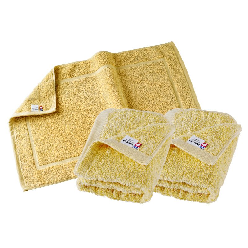 ホテルエアー ギフトセット バスマット1枚 フェイスタオル2枚 ブラック