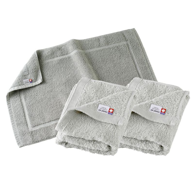 ホテルエアー ギフトセット バスマット1枚 フェイスタオル2枚 アッシュパープル