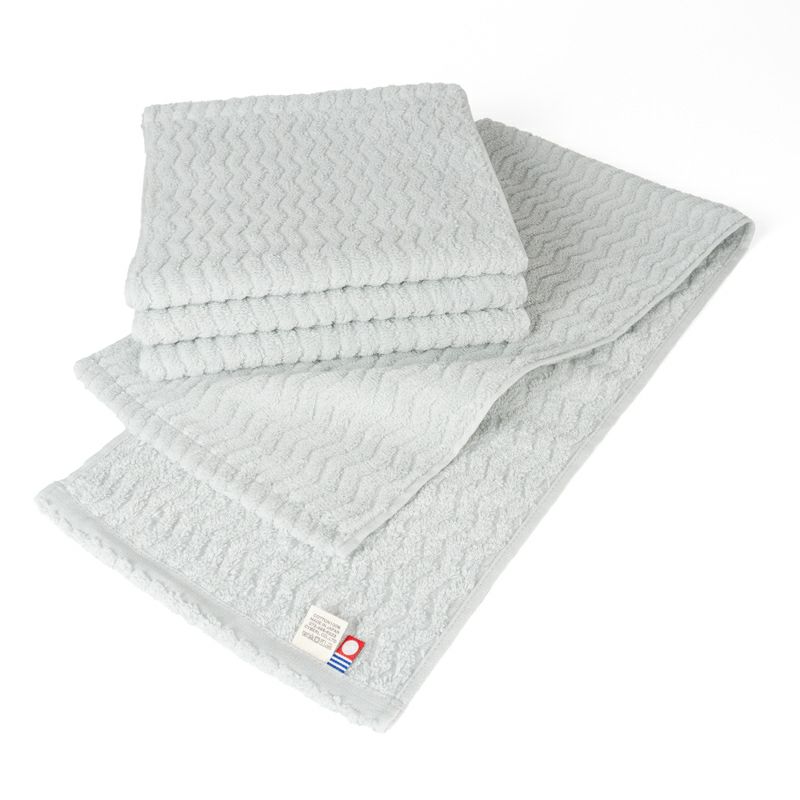 今治タオル スリムフェイスタオル 22㎝×82㎝ 4枚セット タオルホルダー トイレ 洗面所 日本製 スリムタオル おすすめ 速乾 吸水 かわいい ふわふわ 波模様 綿100％ 軽量 ジャガード デイリーユース 蛍光染料不使用 ニュアンスカラー 一人暮らし チャコール ベージュ ライトブルー パープル