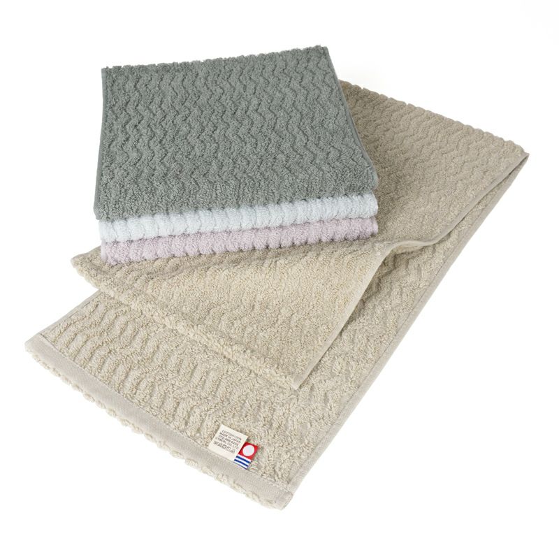 今治タオル スリムフェイスタオル 22㎝×82㎝ 4枚セット タオルホルダー トイレ 洗面所 日本製 スリムタオル おすすめ 速乾 吸水 かわいい ふわふわ 波模様 綿100％ 軽量 ジャガード デイリーユース 蛍光染料不使用 ニュアンスカラー 一人暮らし チャコール ベージュ ライトブルー パープル